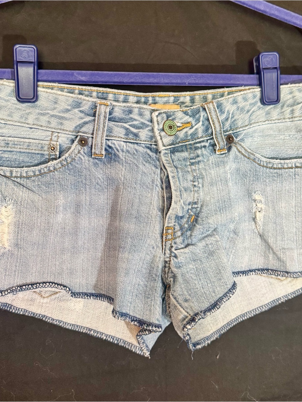 Hollister Light Wash Distressed Denim Cutoff Shorts